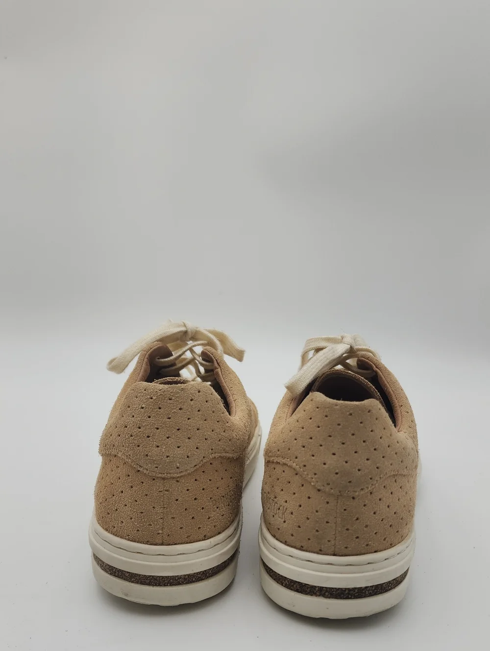 Birkenstock Women's Suede bend low Sneaker in Tan with White Laces Size 7